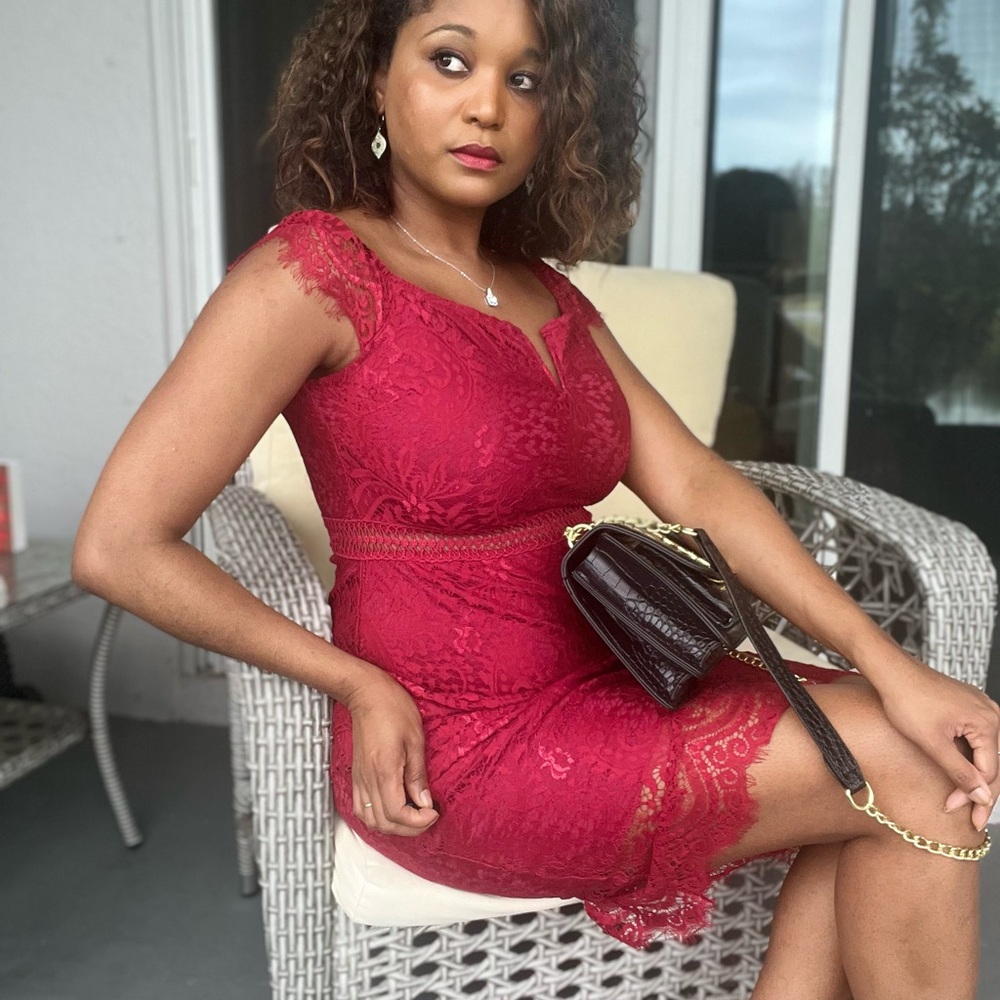 Elegant Red Lace Dress